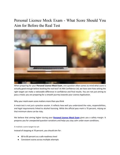 Achieving Success in Your Personal Licence Mock Exam: Target Scores and Preparation Tips | PDF