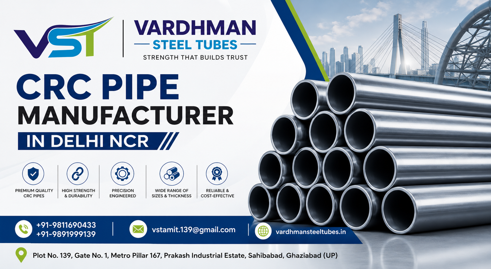 Leading CRC Pipe Manufacturer in Delhi NCR - Vardhman Steel Tubes